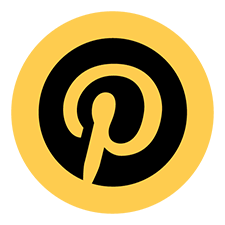 Schwarzes Pinterest-Logo auf gelbem Hintergrund