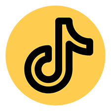 Logotipo de TikTok en negro sobre un fondo amarillo
