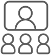 Icon representing HD video conferencing, UVC compliant, ensuring high-quality video calls with the SMART Document Camera 650.